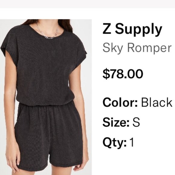 Z Supply Sky Romper - Women's Small, Faded Black - Picture 1 of 6